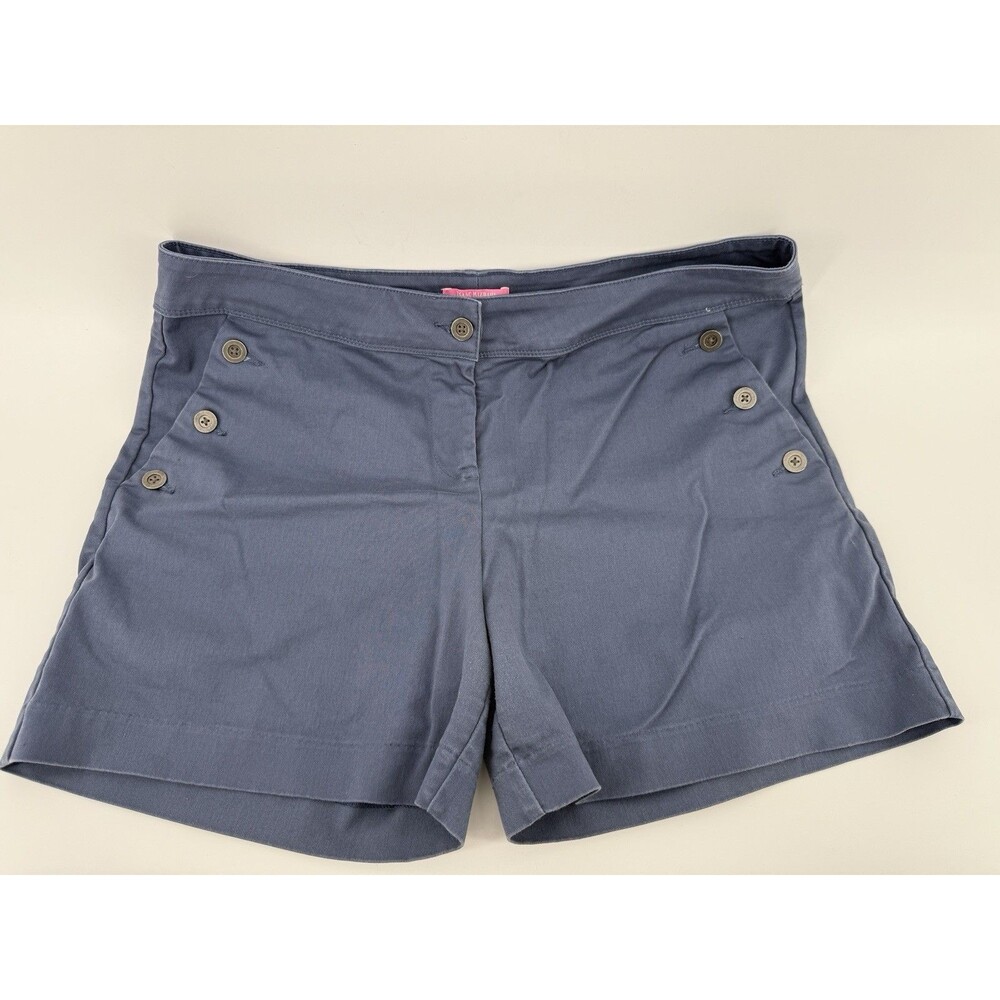 Isaac Mizrahi Blue/Gray Mid Rise Straight Fit Trousers Shorts Size 16